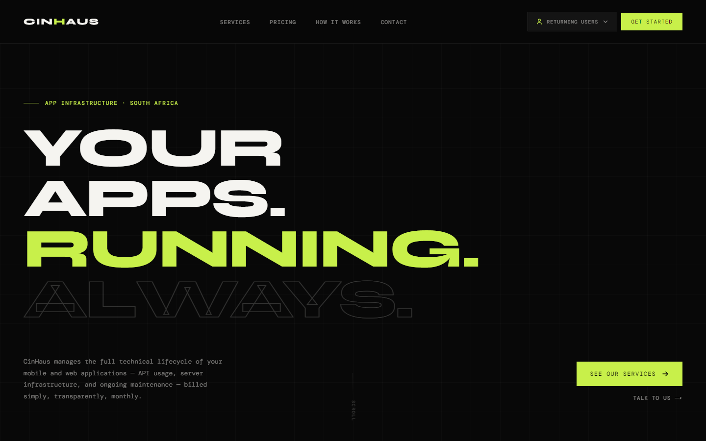 CinHaus marketing landing page